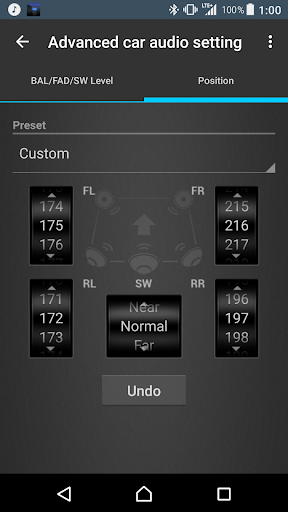 Advanced car audio setting ekran görüntüsü