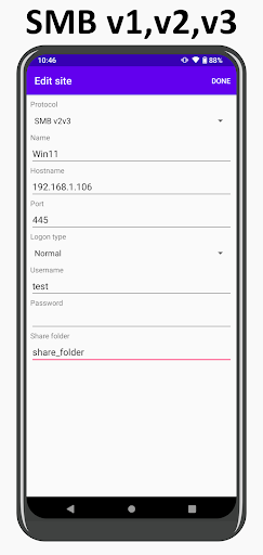 ShareConnect - SMB client ekran görüntüsü
