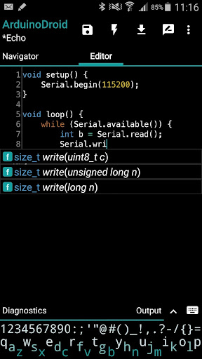 ArduinoDroid - Arduino/ESP IDE ekran görüntüsü