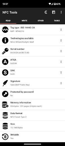 NFC Tools ekran görüntüsü