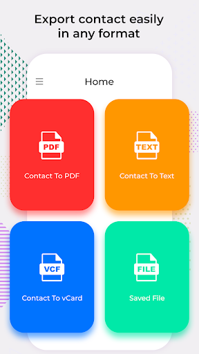 Contact Backup: PDF Text & VCF ekran görüntüsü