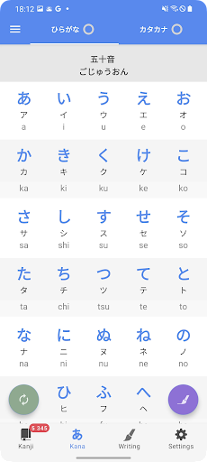 Kanji, Kana ekran görüntüsü