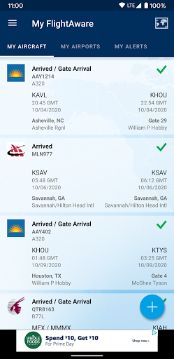 FlightAware Flight Tracker ekran görüntüsü