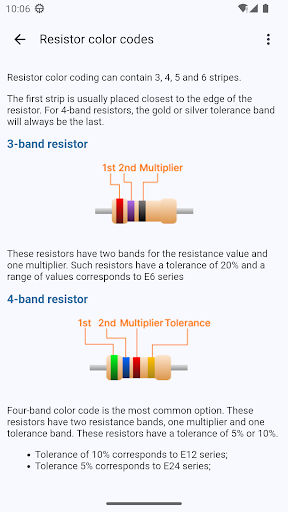 Electronic component codes ekran görüntüsü