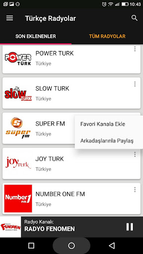 Türk Radyo İstasyonlar ekran görüntüsü