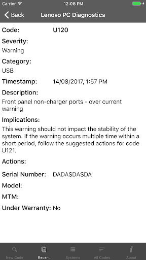 Lenovo PC Diagnostics 2.0 ekran görüntüsü