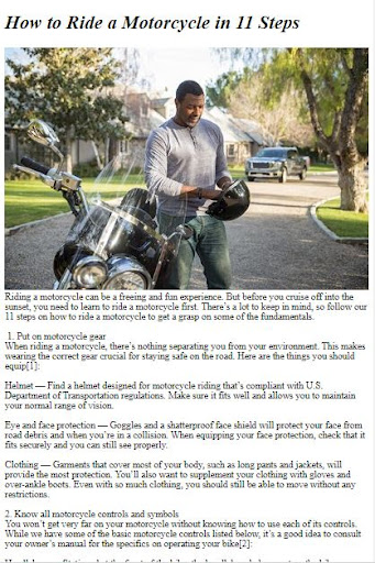 How to Ride a Motorcycle ekran görüntüsü
