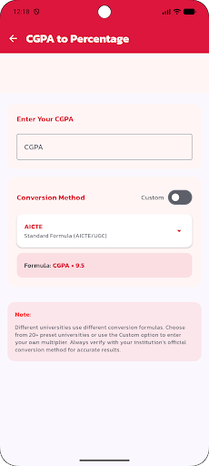 cgpa to percentage converter ekran görüntüsü