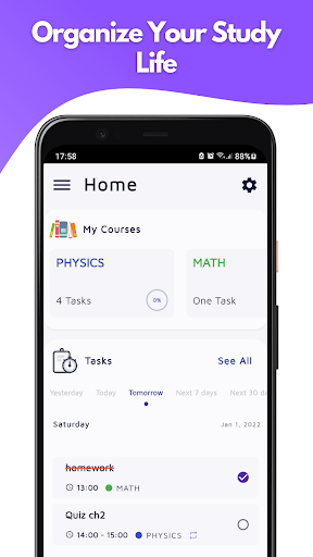 My Courses - Student Calendar ekran görüntüsü