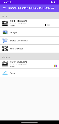 RICOH M 2310 Mobile Print&Scan ekran görüntüsü