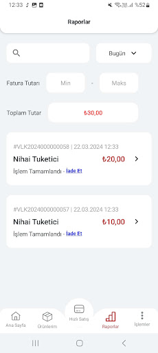 İşbaşı POS ekran görüntüsü