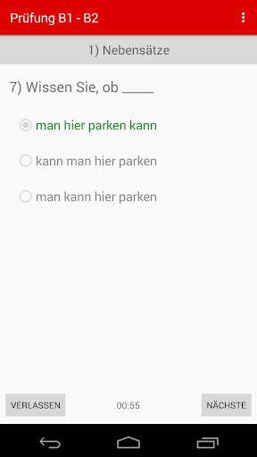 Almanca öğren  B1 / B2 testi ekran görüntüsü