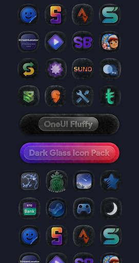 OneUI Fluffy Dark Glass Icons ekran görüntüsü