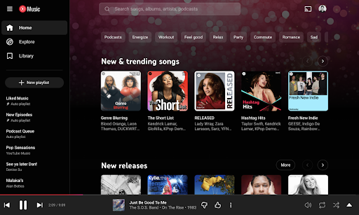 YouTube Music for Chromebook ekran görüntüsü