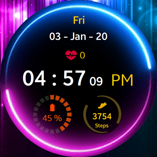 Neon Blue Pink Watch Face ekran görüntüsü