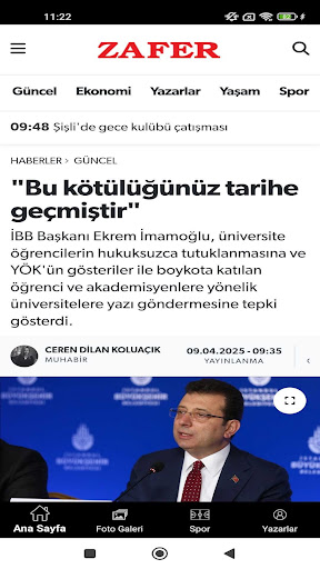 Zafer Gazetesi ekran görüntüsü