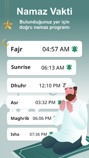 Namaz Vakti, Ezan Alarm, Kıble ekran görüntüsü