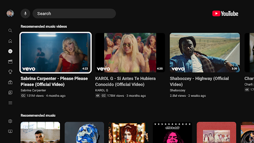 YouTube for Android TV ekran görüntüsü