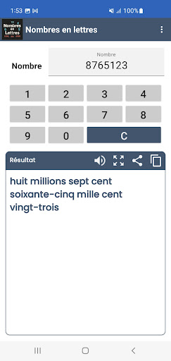 Nombres en Lettres ekran görüntüsü