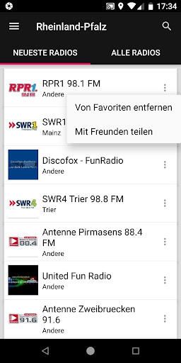 Radios aus Rheinland-Pfalz ekran görüntüsü