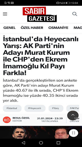 Sabır Gazetesi ekran görüntüsü