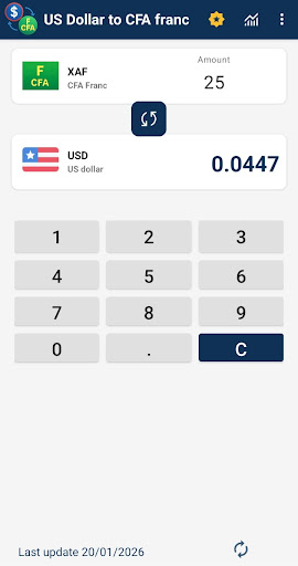 US Dollar to CFA franc convert ekran görüntüsü
