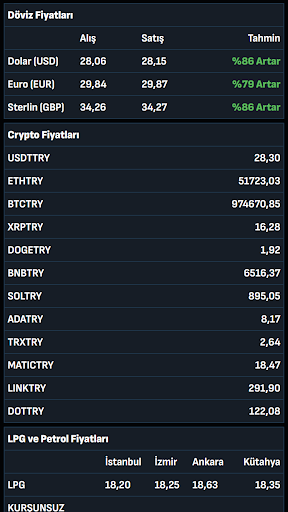 Altın Döviz Borsa Fiyatları ekran görüntüsü