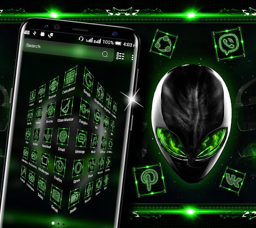 Alien Green Launcher Theme ekran görüntüsü
