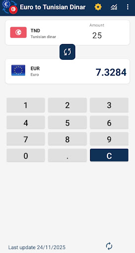 Euro to Tunisian Dinar Convert ekran görüntüsü