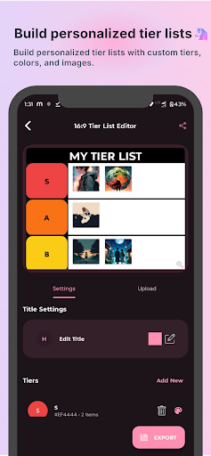 Tier List Maker ekran görüntüsü