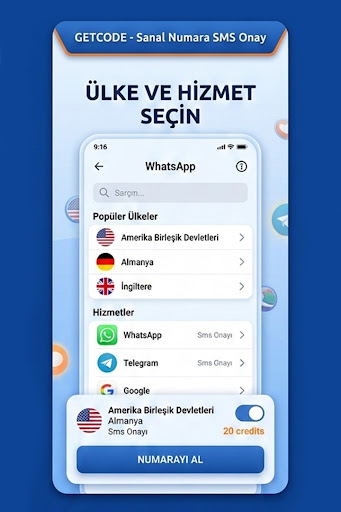 GetCode-Sanal Numara SMS Onay ekran görüntüsü