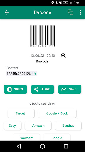 QR kod okuyucu, Barkod okuyucu ekran görüntüsü