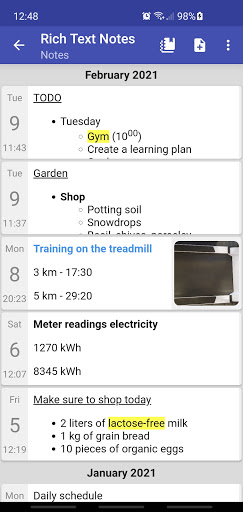 Rich Text Notes ekran görüntüsü