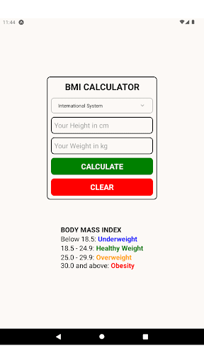 BMI Calculator ekran görüntüsü