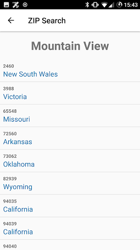 Zip Code ekran görüntüsü