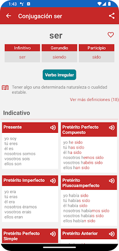 Conjugación Verbos Españoles ekran görüntüsü