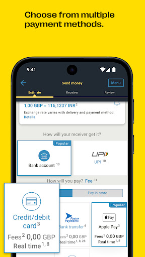 Western Union Money Transfer ekran görüntüsü