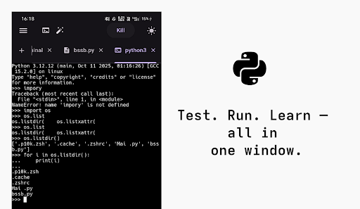Python coding app + py-v3.12 ekran görüntüsü
