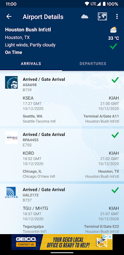FlightAware Flight Tracker ekran görüntüsü