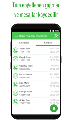 Numara ve SMS mesaj engelleme ekran görüntüsü