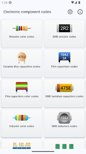 Electronic component codes ekran görüntüsü