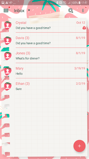 Strawberry diary Next SMS ekran görüntüsü