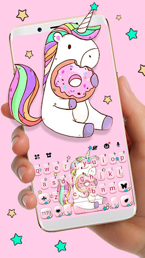 Pink Unicorn Donut Klavye Tema ekran görüntüsü