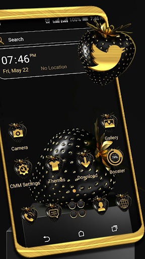 Golden Black Strawberry Theme ekran görüntüsü