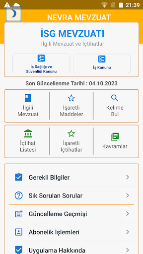 İSG Mevzuatı ekran görüntüsü