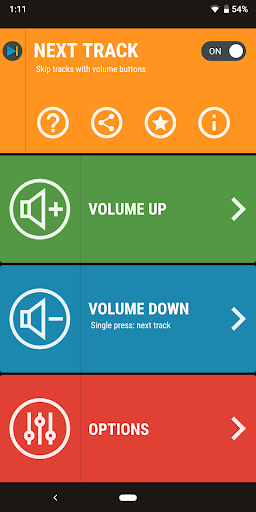 Next Track: Volume button skip ekran görüntüsü