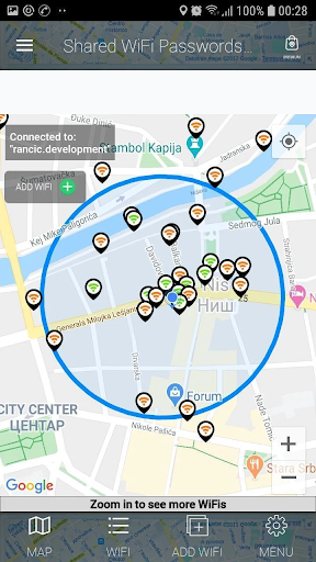 Wifi şifreleri haritası ekran görüntüsü