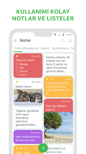 Notlar ve listeler ekran görüntüsü