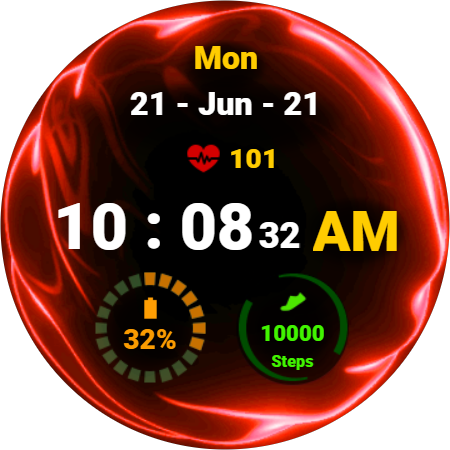 Fluid Red Watch Face ekran görüntüsü