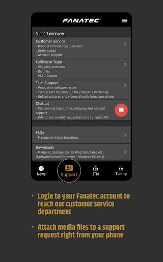 Fanatec App ekran görüntüsü